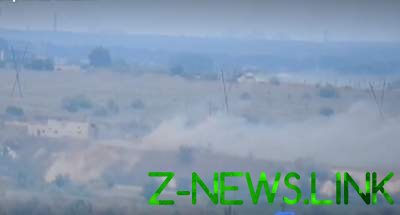 Кадры уничтожения огневой точки боевиков на Донбассе. Видео