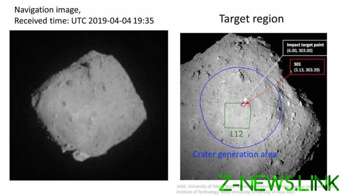 Японский зонд «Хаябуса-2» произвёл взрыв на астероиде Рюгу для создания кратера