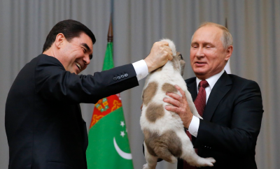 «Жалко щенка»: соцсети высмеяли фотографию Путина и его нового друга