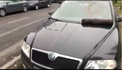 В Киеве «автохамы» жестоко поплатились за парковку на газоне. Видео