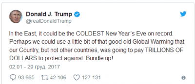 Трамп отличился курьезным заявлением о глобальном потеплении 