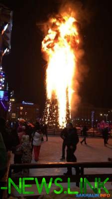 В одном из городов России дотла сгорела главная елка