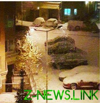 Ливневый снегопад в Киеве. Фото
